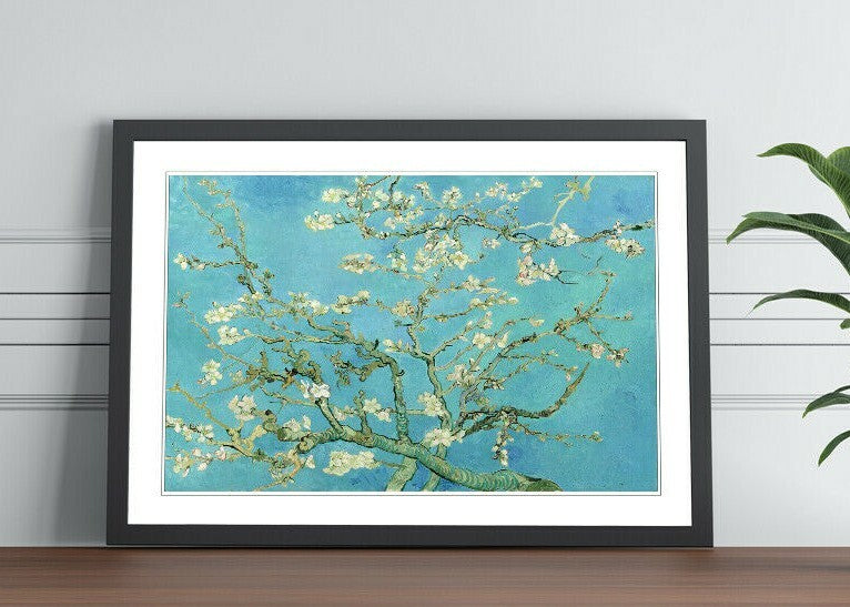 Van Gogh Almond Blossom Art – Framed Wall Art Poster With Woodgrain Frame
