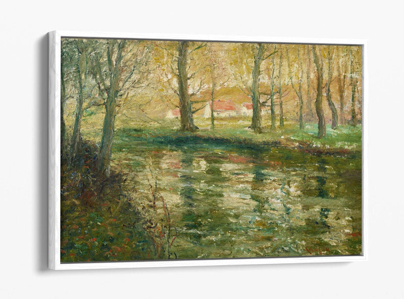 Canvas Wall Art - Ernest Lawson Red Rooftops Handmade Float Effect Frame