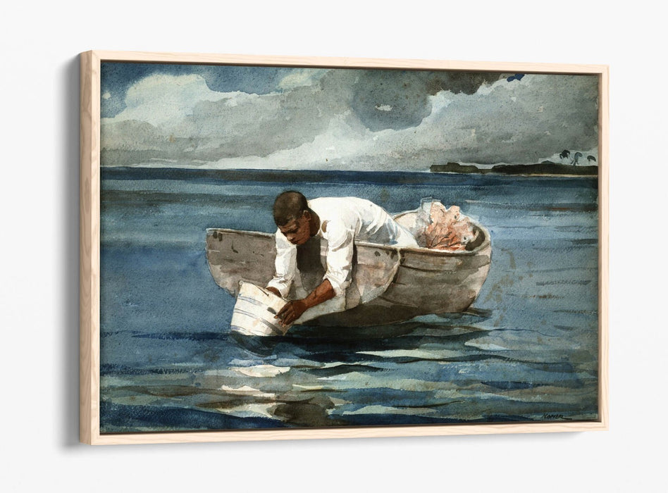 WINSLOW HOMER, THE WATER FAN -FLOAT EFFECT CANVAS WALL ART PRINT