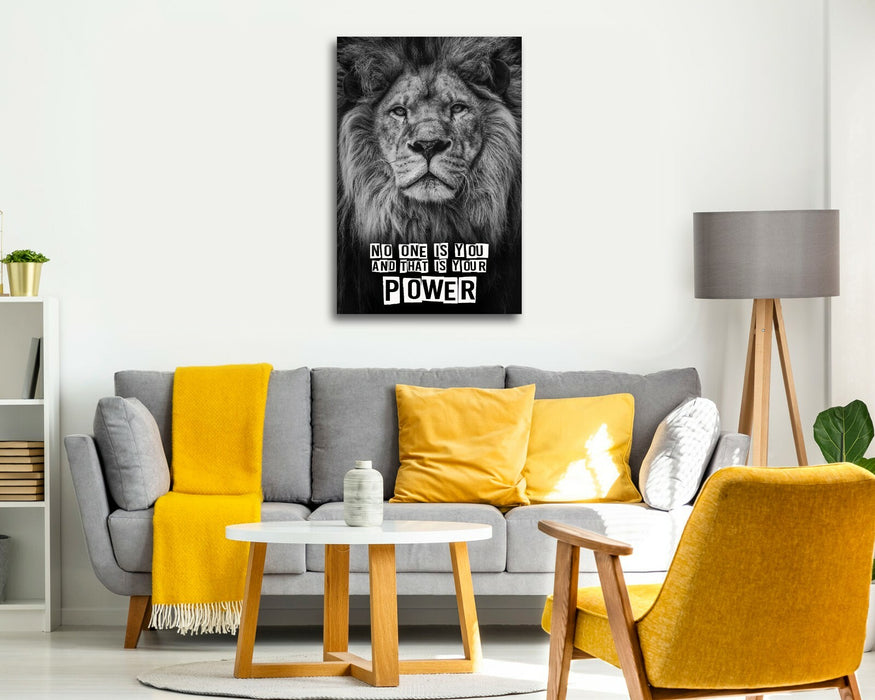 LION HEAD BLACK AND WHITE CANVAS WALL ART PRINT ARTWORK STRENGTH POWER QUOTE