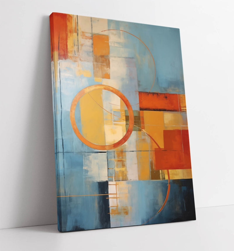 Canvas Wall Art - Blue Red Abstract Shapes Premium Canvas Print for Bedroom Decor