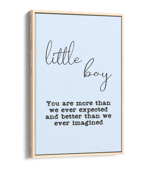 "LITTLE BOY" NURSERY BABY ROOM QUOTE SLOGAN -FLOAT EFFECT CANVAS WALL ART PRINT