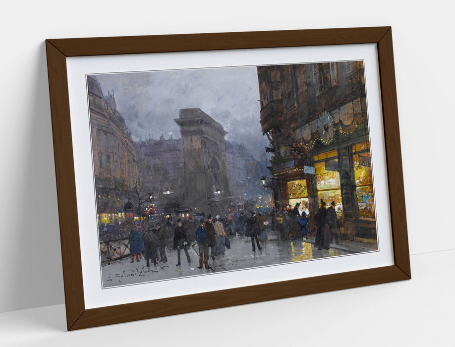 Framed Wall Art Poster - Eugene Galien Laloue Porte Saint Denis Print, UK Made Frame
