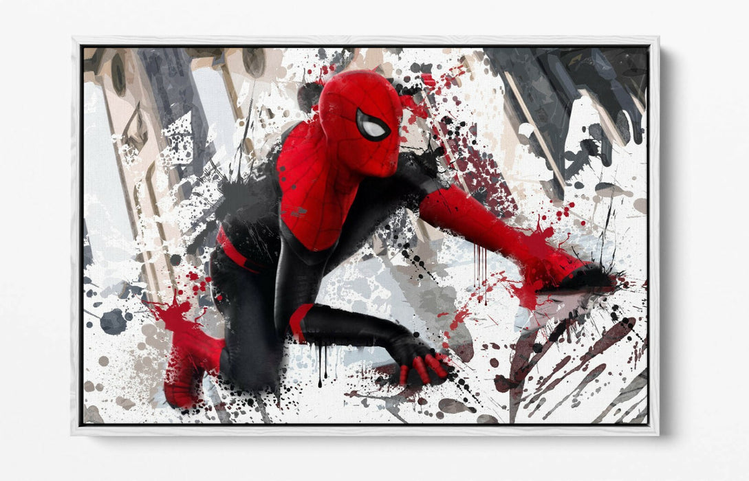 Spiderman Canvas Art - Marvel Float Effect Canvas Wall Decor | Red White Print