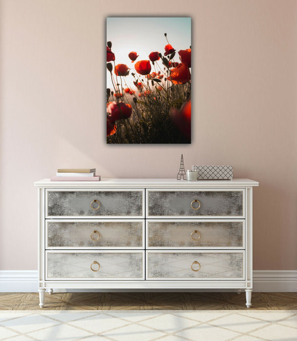 Canvas Wall Art – Framed Canvas Print 30mm Deep Frame Red Poppies Portrait