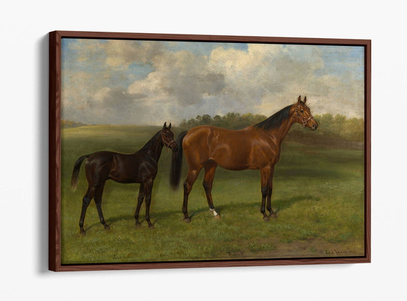 Canvas Wall Art Print Featuring Perdita II With Foal | Premium Float Effect Canvas UK