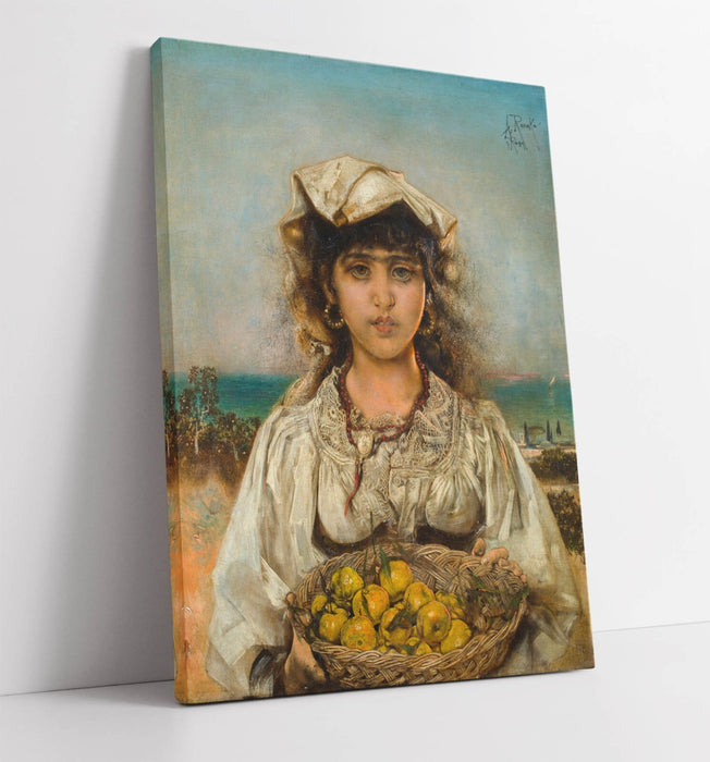 Canvas Wall Art - Anton Romako Italian Girl Print, Handmade Premium Varnish Finish