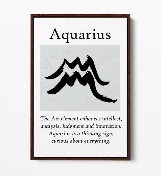 AQUARIUS STAR SIGN ZODIAC ASTROLOGY QUOTE -FLOAT EFFECT CANVAS WALL ART PRINT