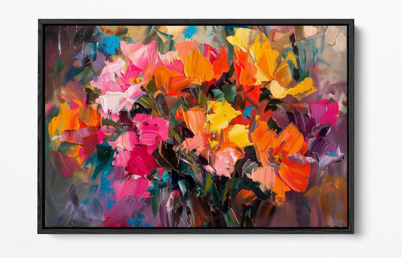 Post Impressionism Canvas - Multi Colour Still Life Flowers Float Effect Art Print
