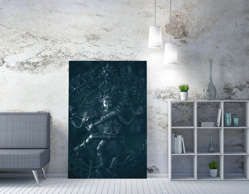 Canvas Wall Art – Dancing Shiva Artwork | 30mm Deep Frame | Handmade Spiritual Print