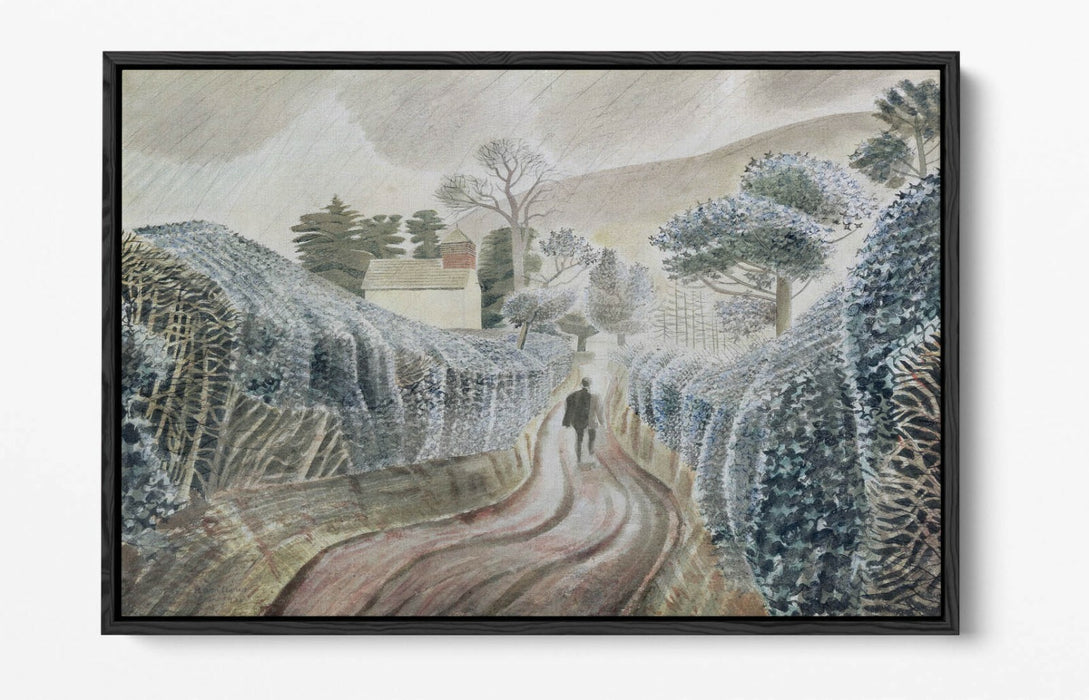 ERIC RAVILIOUS WET AFTERNOON FLOAT EFFECT CANVAS WALL ART PIC PRINT- WHITE