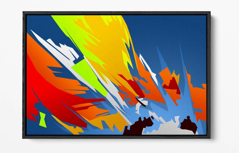 Canvas Wall Art – Multi Colour Abstract Shapes With Float Effect Frame
