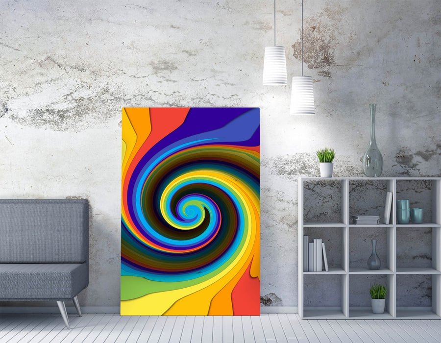 Colourful Swirl Canvas Art - Multi-Colour Abstract Wall Art Print | Ready To Hang