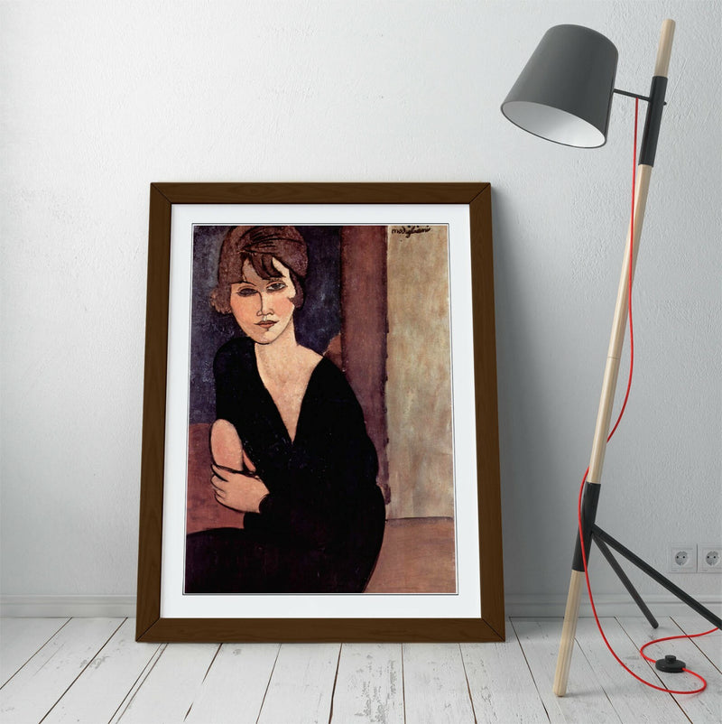 Modigliani Framed Wall Art – Handmade UK Portrait Print with Wood Grain Frame