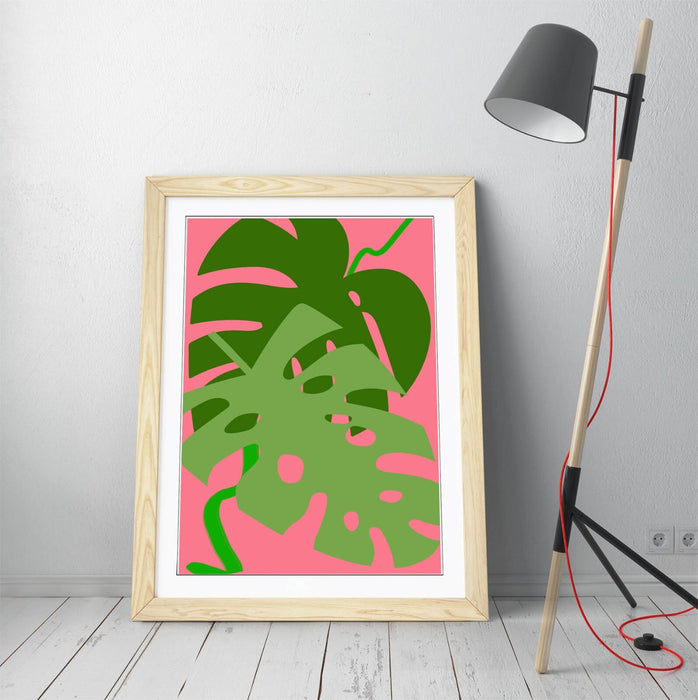 MONSTERA LEAF BOTANICAL TRENDY MINIMALIST -FRAMED WALL ART PICTURE PRINT ARTWORK