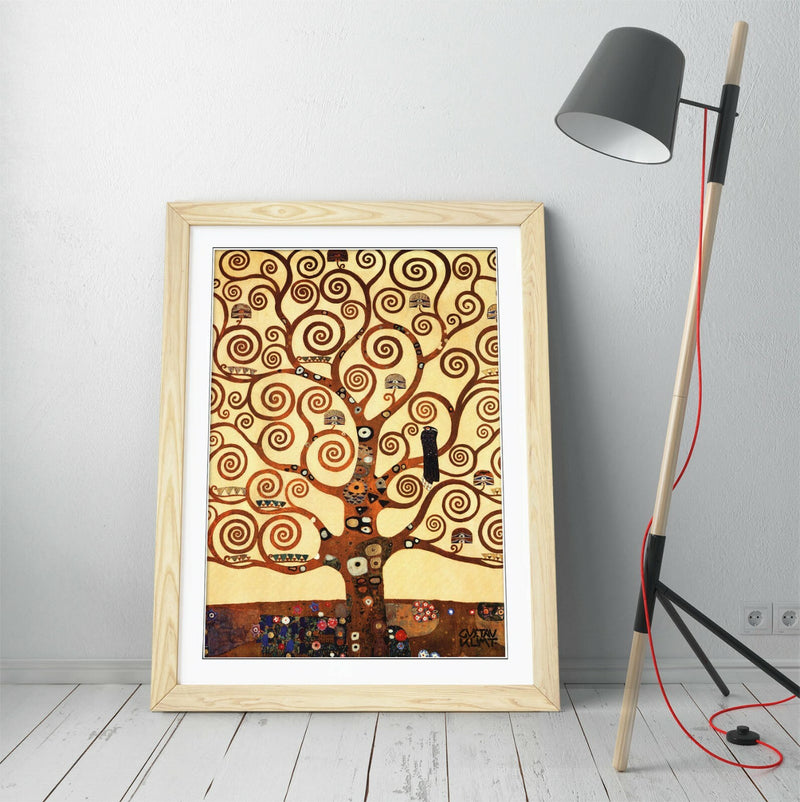Framed Art Print - Gustav Klimt Tree of Life Poster with Gold Leaf Artwork | Ready to Hang