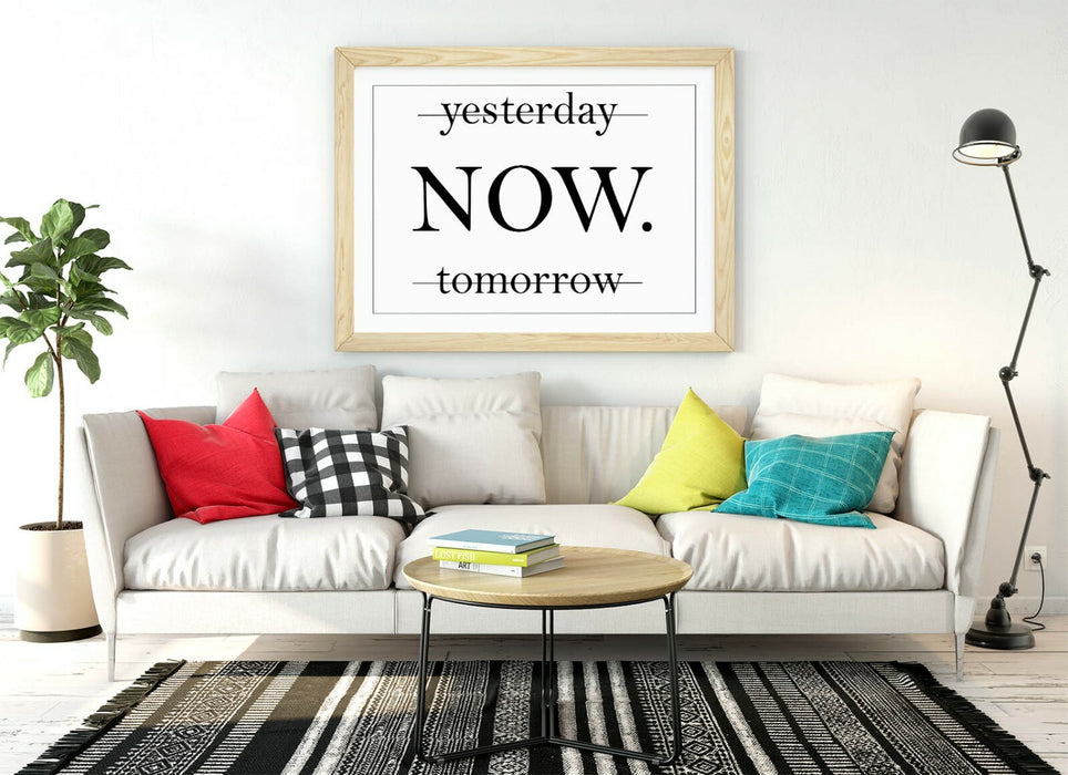 "NOW" MOTIVATIONAL INSPIRATIONAL QUOTE SLOGAN -FRAMED WALL ART PICTURE PRINT