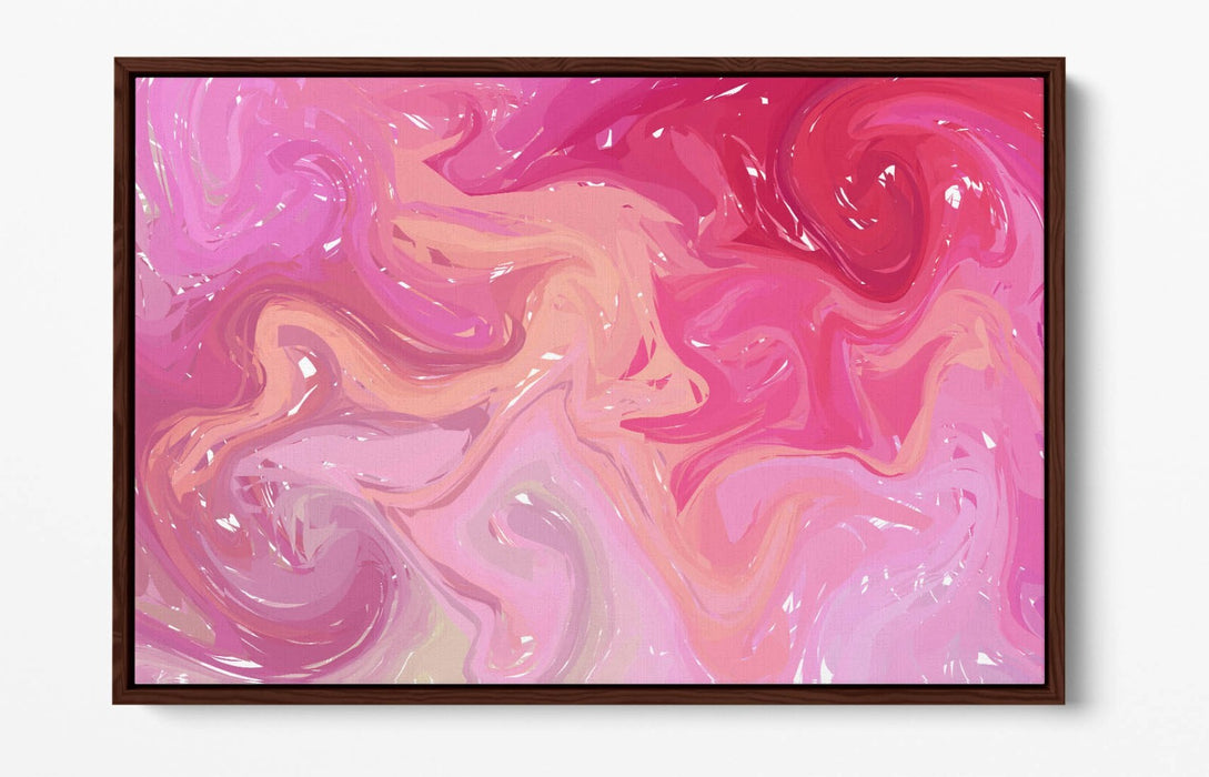 Canvas Wall Art - Pink Ombre Decor With Float Effect & Swirl Texture Print