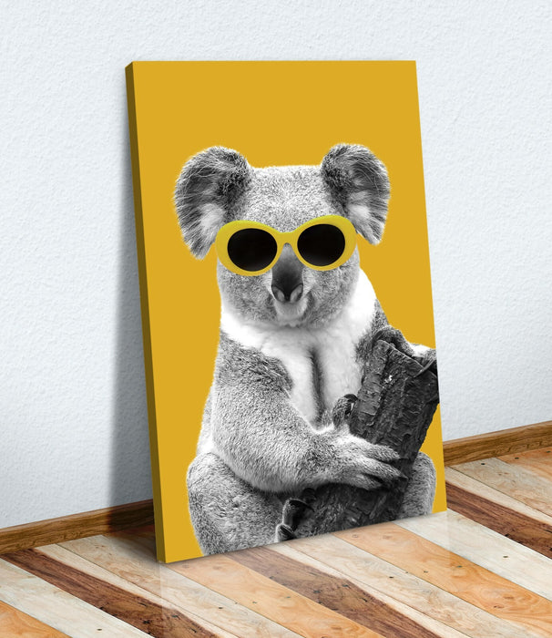 Koala Canvas Wall Art - Handmade Animal Canvas Print | Yellow Mustard Decor
