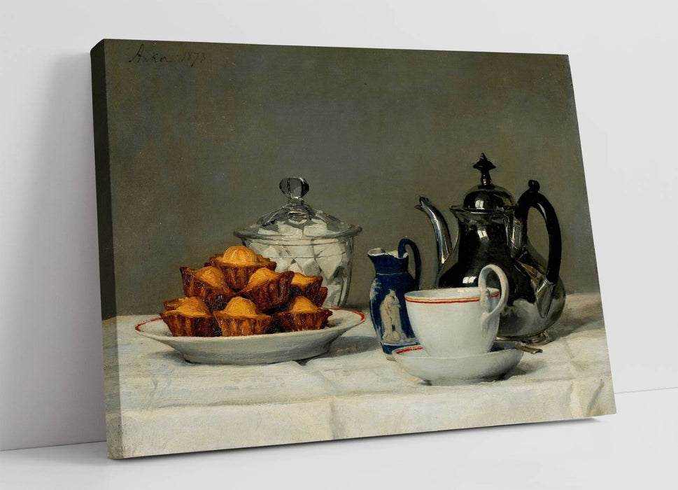 Canvas Wall Artwork – Albert Anker Tea And Bread Painting | Handmade Canvas Art Print