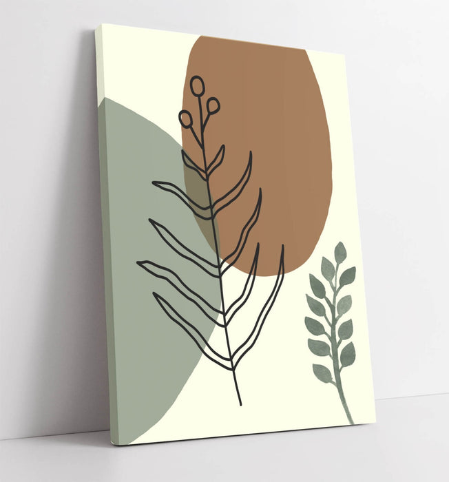 BOTANICAL LEAF BAUHAUS TRENDY MINIMALIST BATHROOM -CANVAS WALL ART PICTURE PRINT