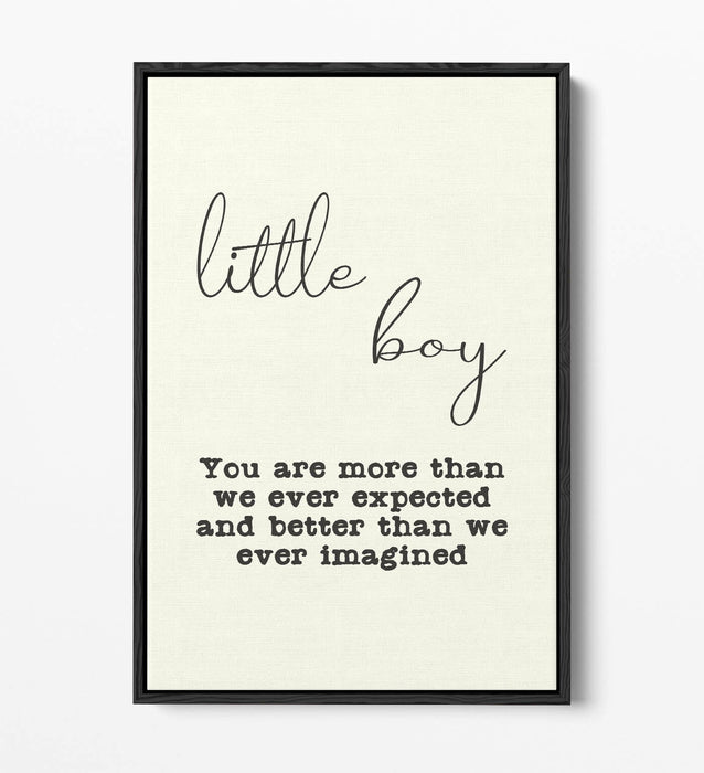 "LITTLE BOY" NURSERY BABY ROOM QUOTE SLOGAN -FLOAT EFFECT CANVAS WALL ART PRINT