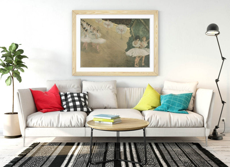 Framed Wall Art - Edgar Degas Ballet Dancers Poster with Natural Wood Frame | UK Handmade