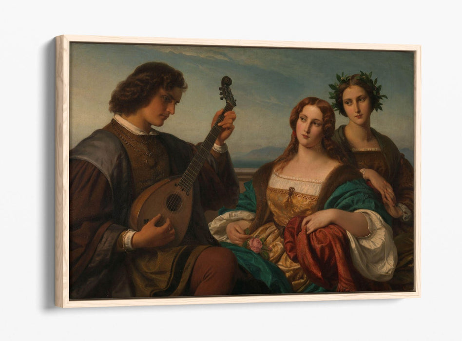 KARL FERDINAND SOHN, MINSTREL & TWO LADIES -FLOAT EFFECT CANVAS WALL ART PRINT