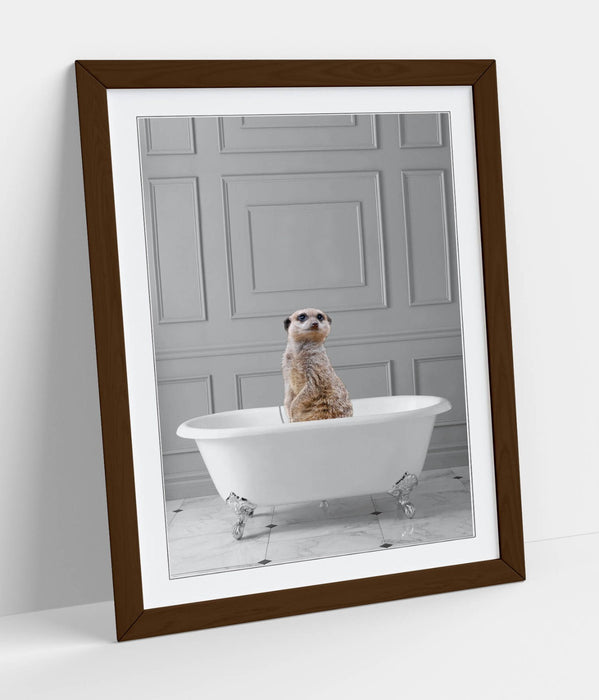 MEERKAT IN BATHTUB - QUIRKY ART FRAMED POSTER PICTURE PRINT BATHROOM ARTWORK