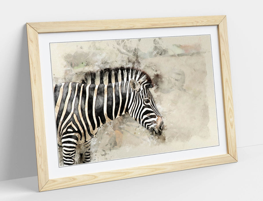 ZEBRA GLITCH ABSTRACT ARTWORK HOME DECOR 2 -FRAMED ART POSTER PICTURE PRINT