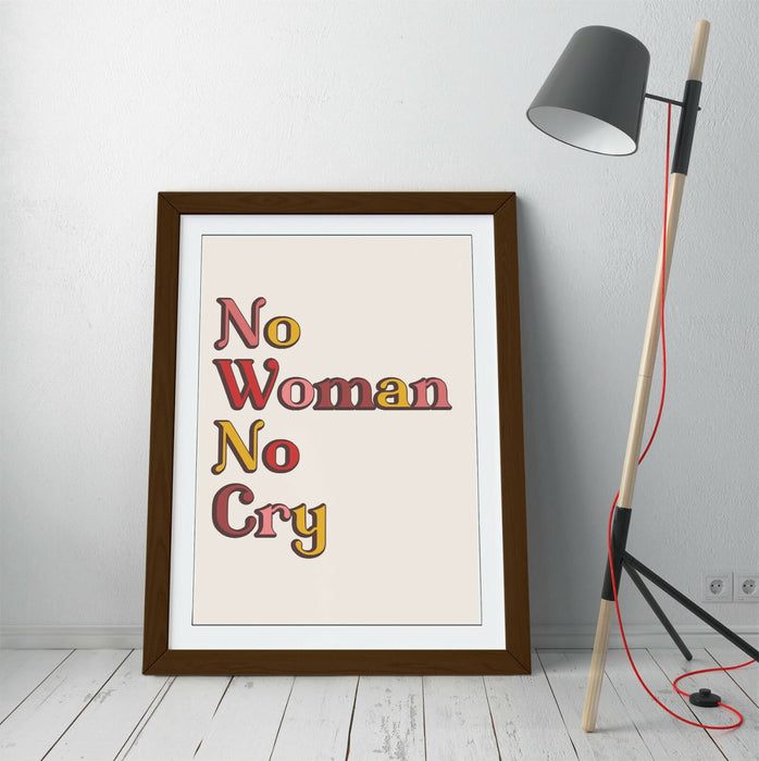 "NO WOMAN NO CRY" BOB MARLEY HOME QUOTE SLOGAN -FRAMED WALL ART PICTURE PRINT