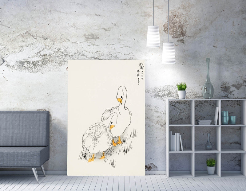 Canvas Wall Art - Numata Kashu Duck and Young Grass Artwork Print | Premium Varnish Finish