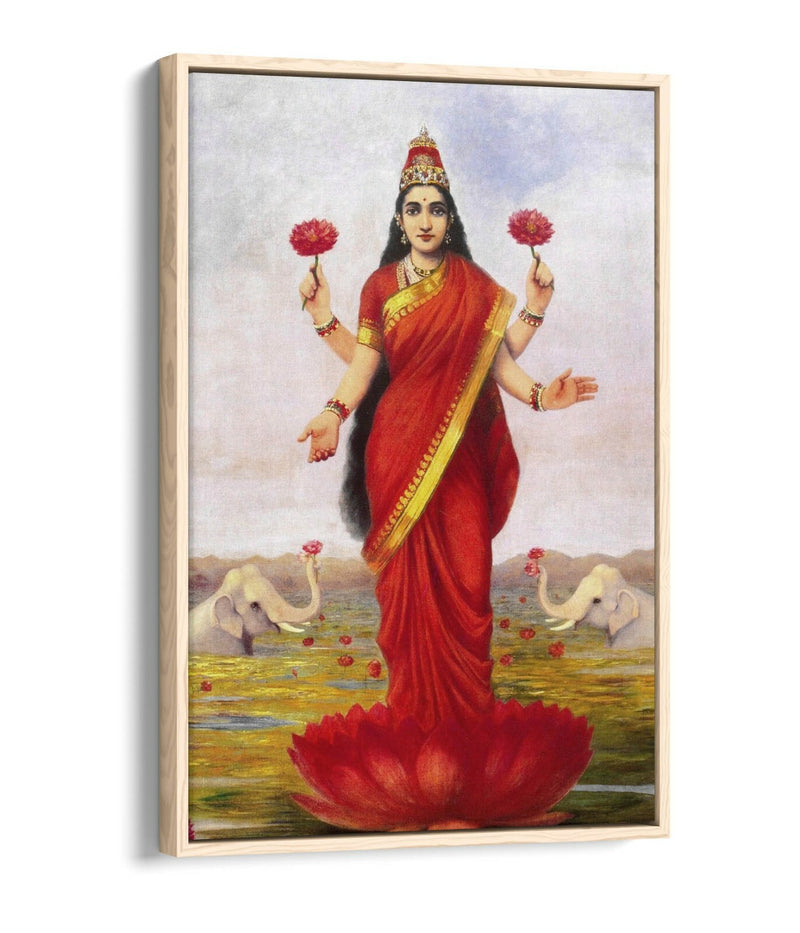 Float Effect Canvas Art - Raja Ravi Varma Goddess Lakshmi Premium Wall Decor