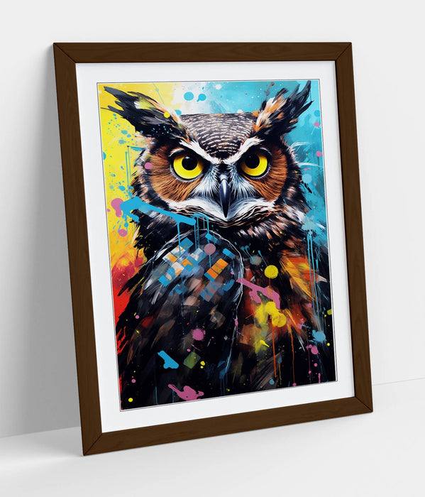 Framed Wall Art - Abstract Owl Poster Print | Colourful Contemporary Decor