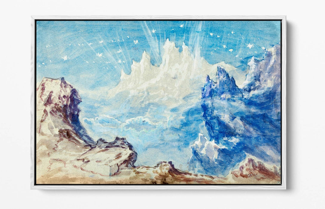 Float Effect Canvas Art - Mountain Landscape Starry Sky Handmade Wall Decor