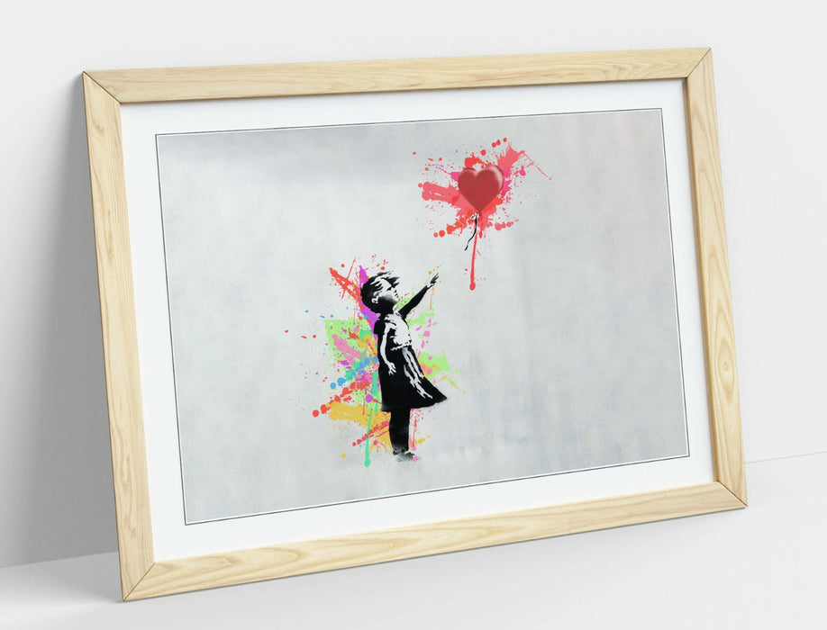 BANKSY, BALLOON GIRL RAINBOW SPLASH ART 2 -FRAMED WALL ART PICTURE PRINT