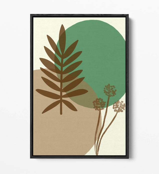 BOTANICAL BAUHAUS TRENDY MINIMALIST LEAVES -FLOAT EFFECT CANVAS WALL ART PRINT