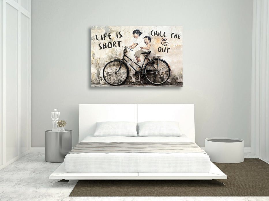 LIFE IS SHORT CANVAS WALL GRAFFITI ART PRINT ARTWORK FRAMED POSTER NOT BANKSY