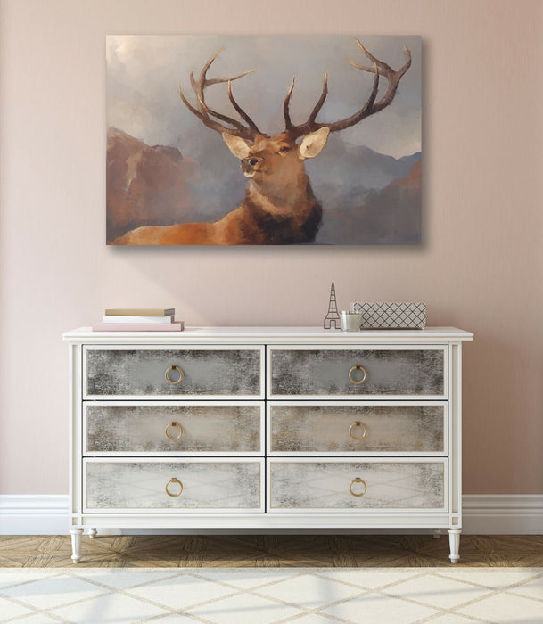 Deer Stag Canvas Art - Framed Geometric Wall Art With Premium Varnish Finish