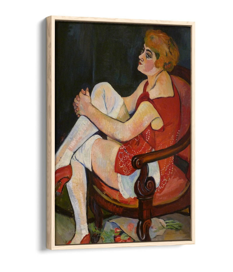 Float Effect Canvas Art - Suzanne Valadon Woman In White Stockings Premium Print