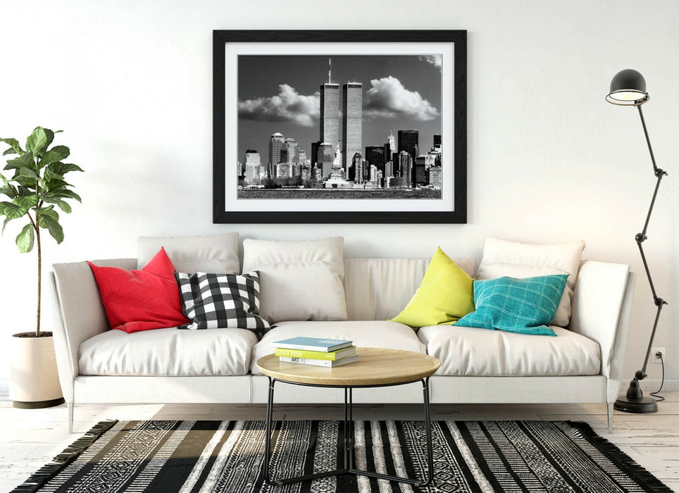 NEW YORK CITY TWIN TOWERS VINTAGE NYC -FRAMED WALL ART PICTURE PRINT POSTER