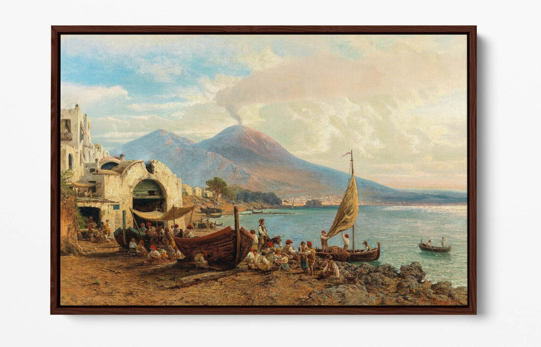 Canvas Wall Art Print – Albert Arnz Fisherman in Bay of Naples | Float Effect