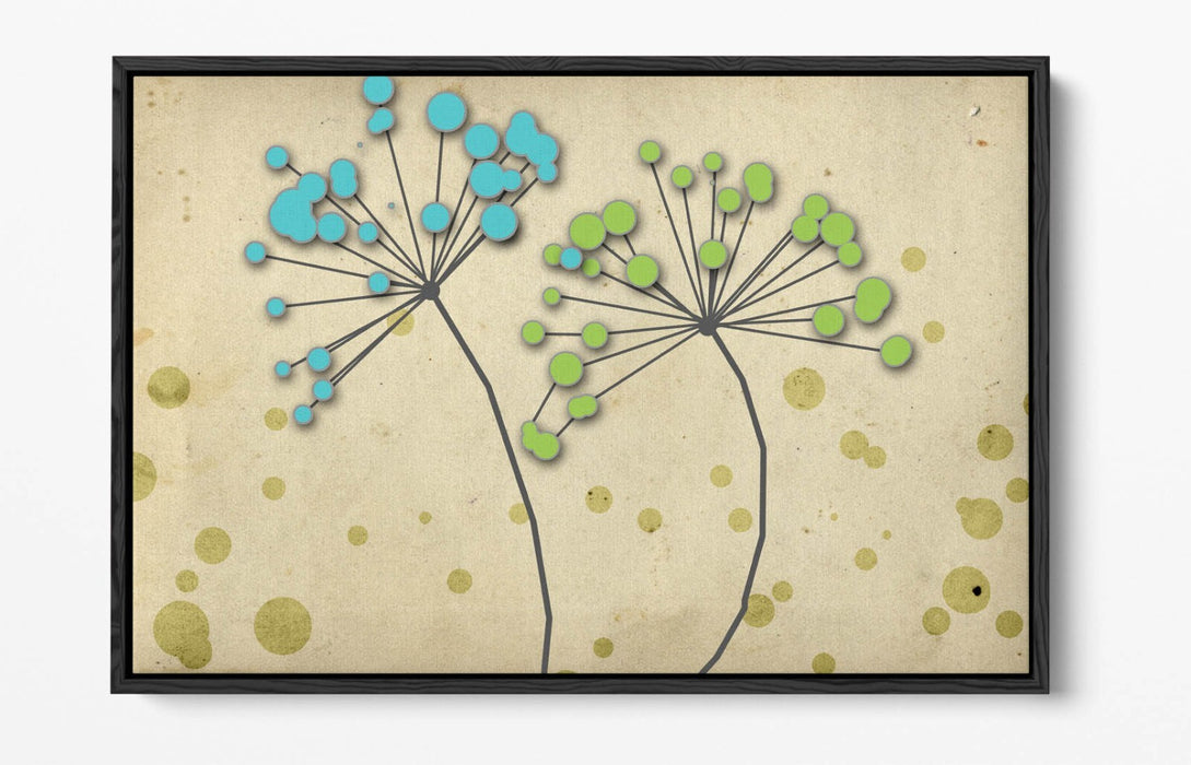 Dandelion Canvas Art – Blue Green Floral Bedroom Wall Art | Float Effect Canvas Print