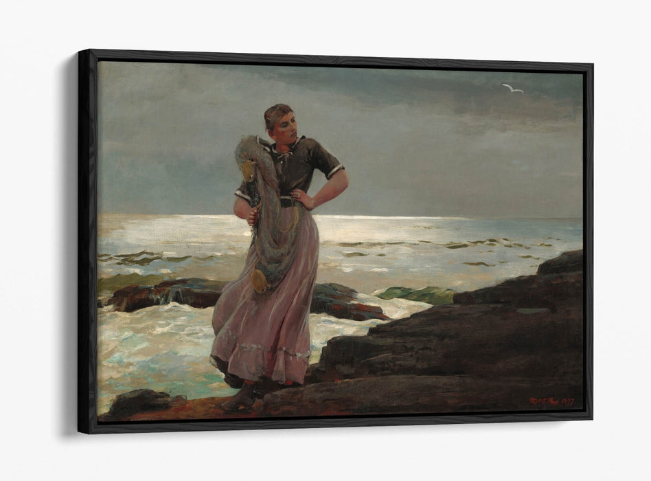 WINSLOW HOMER, A LIGHT ON THE SEA -FLOAT EFFECT CANVAS WALL ART PRINT