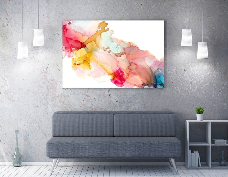 Abstract Canvas Wall Art - Multi Colour Watercolour Print | Handmade Canvas Artwork