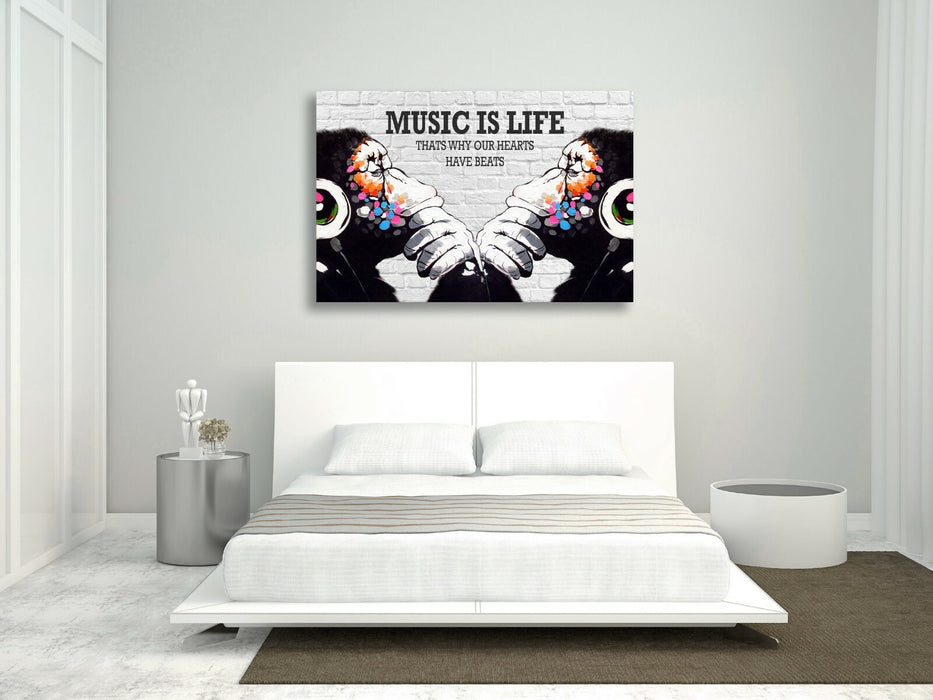 MONKEY DJ BANKSY MUSIC IS LIFE CANVAS STREET WALL ART PRINT ARTWORK GORILLA MM