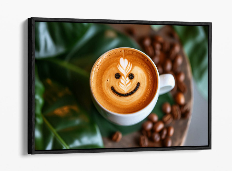 Smiley Face Canvas Art – Cute Coffee Home Decor | Float Effect Canvas Print