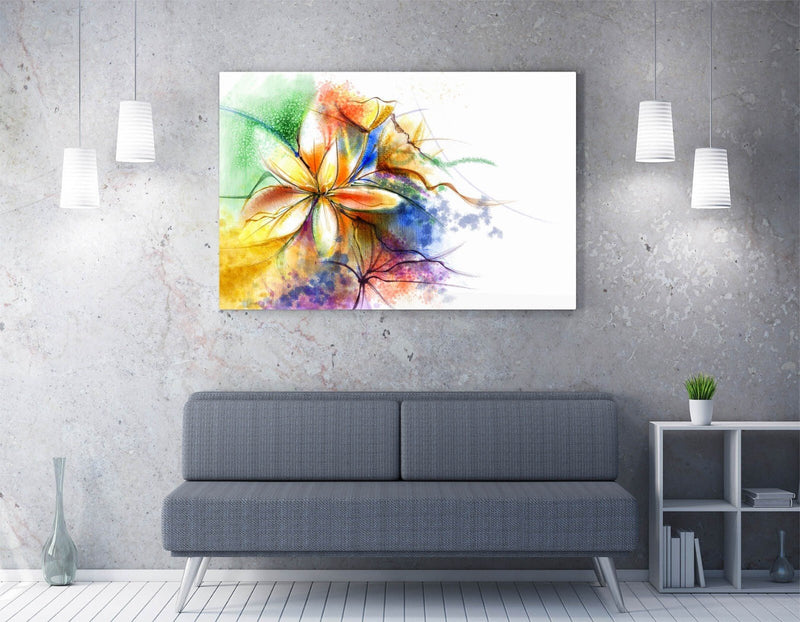 Canvas Wall Art - Abstract Multi Colour Flower Artwork | Ready To Hang, Premium Finish