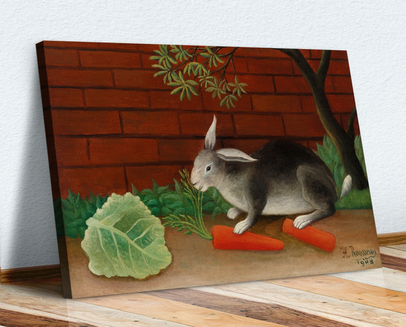 Canvas Wall Art – Framed Canvas Print The Rabbits Meal Artwork by Henri Rousseau
