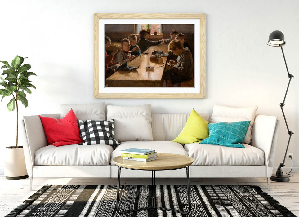 Framed Art Poster - Albert Edelfelt Boy's Workhouse Print | Natural Wood Frame
